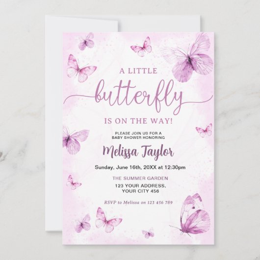 Invitation Baby Shower Papillon (Devant)