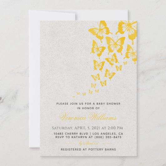 Invitation Baby shower papillon (Devant)