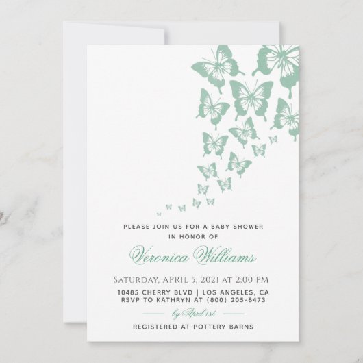 Invitation Baby shower papillon (Devant)