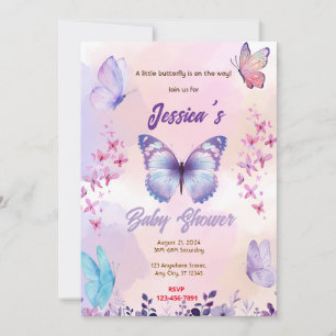 Invitation Baby shower papillon