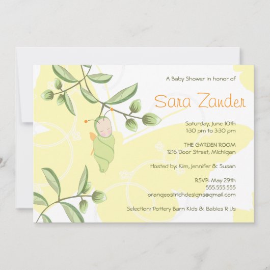 Invitation Baby shower - Papillon (Devant)