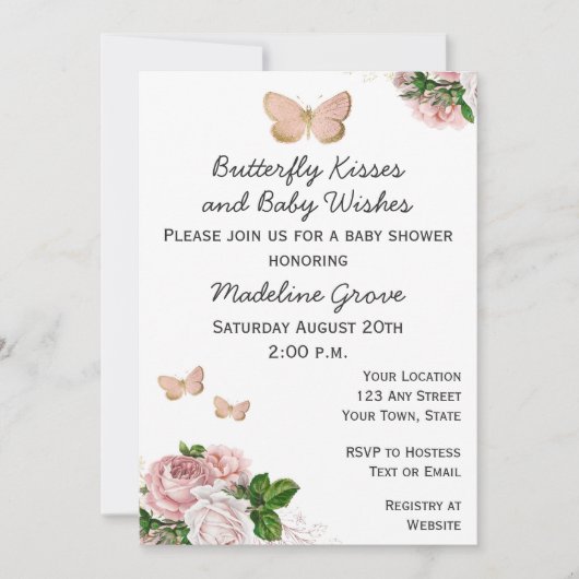 Invitation Baby shower papillon (Devant)