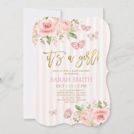 Invitation Baby shower papillon (Devant)