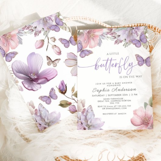 Invitation Baby-Shower Papillon