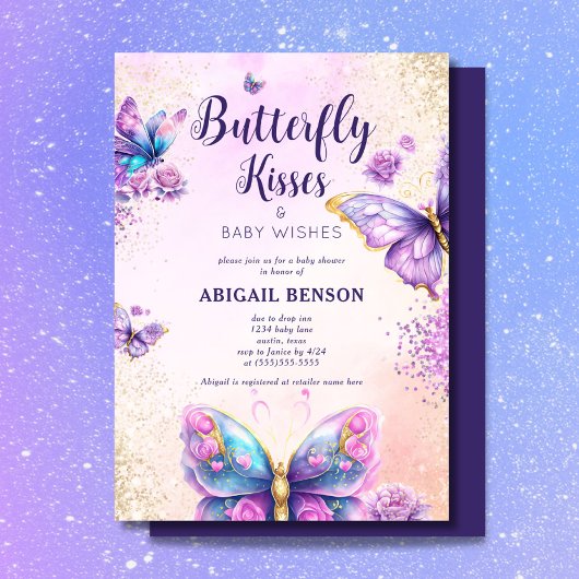 Invitation Baby shower papillon