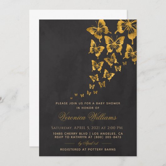 Invitation Baby shower papillon (Devant / Derrière)