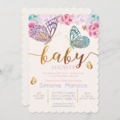Invitation Baby shower papillon (Devant / Derrière)
