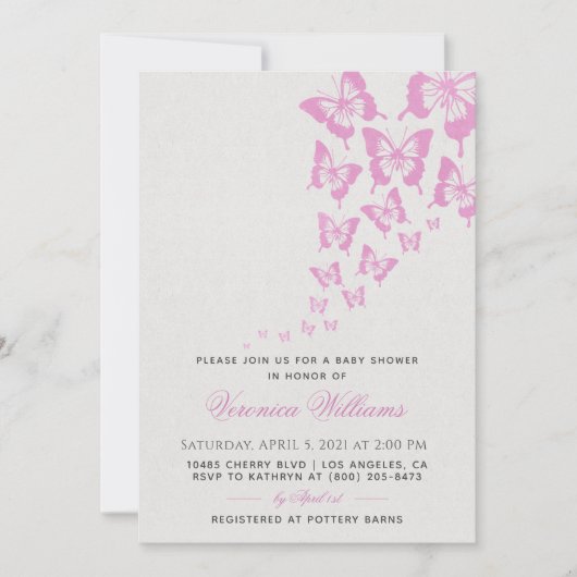 Invitation Baby shower papillon (Devant)