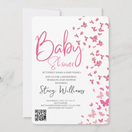 Invitation Baby-shower papillon (Devant)
