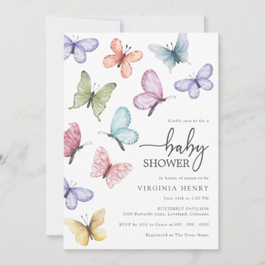 Invitation Baby shower papillon (Devant)