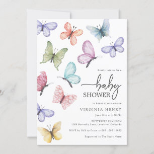 Invitation Baby shower papillon