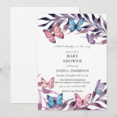 Invitation Baby Shower Papillon (Devant / Derrière)