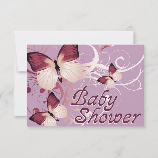 Invitation baby shower :papillon (Devant)
