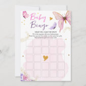 Invitation Baby shower papillon Bingo Jeu Rose Gold Girl (Devant)