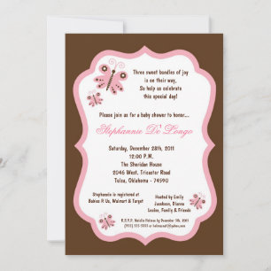 Invitation baby shower papillon Brown 5x7