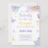Invitation Baby shower papillon C'est une fille (Devant)