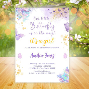 Invitation Baby shower papillon C'est une fille