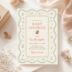 Invitation Baby Shower Papillon d'amour Fleur sauvage