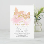 Invitation Baby shower Papillon de pêche (Debout devant)