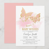 Invitation Baby shower Papillon de pêche (Devant / Derrière)