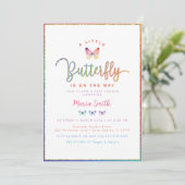Invitation Baby shower papillon de printemps (Debout devant)
