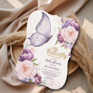 Invitation Baby Shower Papillon Élégant Fleurit