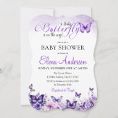 Invitation Baby shower papillon Élégant violet Floral (Devant)