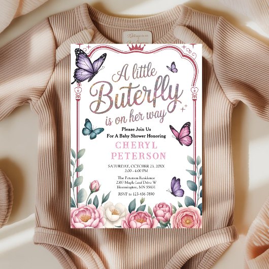 Invitation Baby Shower Papillon Fantaisiste