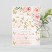 Invitation Baby shower papillon fille d'invitation (Debout devant)