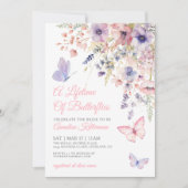 Invitation Baby Shower Papillon Fleur de Mariage (Devant)