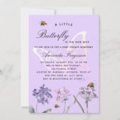 Invitation Baby shower papillon fleur sauvage violette fille (Devant)