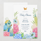 Invitation Baby shower papillon fleuri (Devant / Derrière)