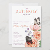 Invitation baby shower papillon floral (Devant)