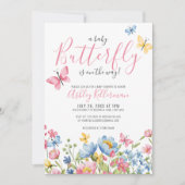Invitation Baby shower papillon floral (Devant)