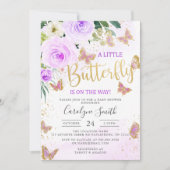 Invitation Baby shower papillon floral Lavender (Devant)