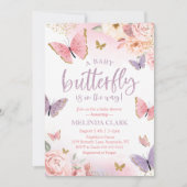 Invitation Baby shower papillon Invitation, Baby shower fille (Devant)