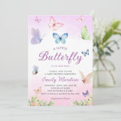 Invitation Baby shower papillon Invitation, Baby shower fille (Debout devant)