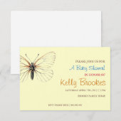 Invitation baby shower | Papillon jaune (Devant / Derrière)