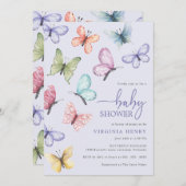 Invitation Baby shower papillon lavande (Devant / Derrière)