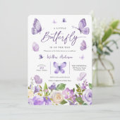 Invitation Baby shower papillon Lavande (Debout devant)