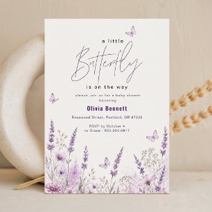 Invitation Baby Shower Papillon Lilas Violet