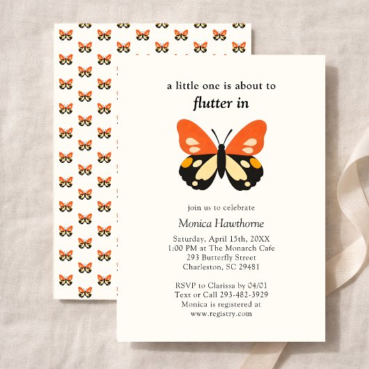 Invitation Baby Shower Papillon Minimaliste Moderne