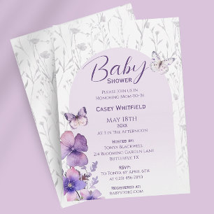 Invitation Baby Shower Papillon Moderne Bohème Fille