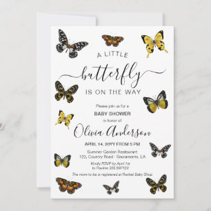 Invitation Baby shower papillon neutre