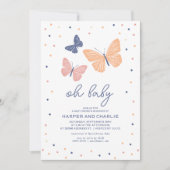 Invitation Baby shower papillon neutre moderne par sexe (Devant)