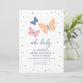 Invitation Baby shower papillon neutre moderne par sexe (Debout devant)