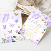 Invitation Baby shower papillon pourpre