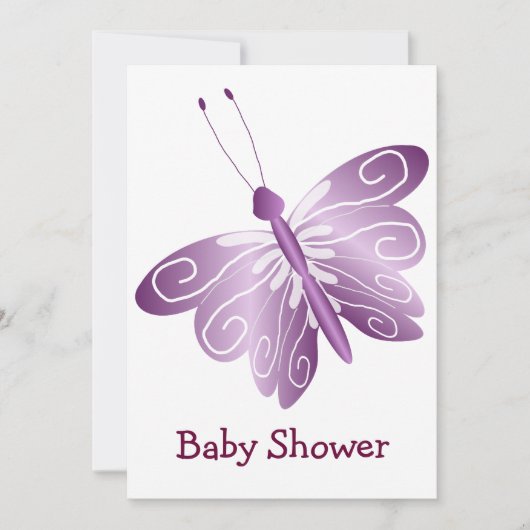 Invitation Baby shower papillon pourpre (Devant)
