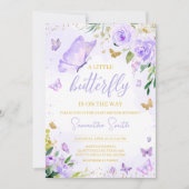 Invitation Baby shower papillon pourpre (Devant)