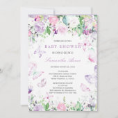 Invitation Baby shower papillon pourpre (Devant)